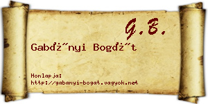 Gabányi Bogát névjegykártya